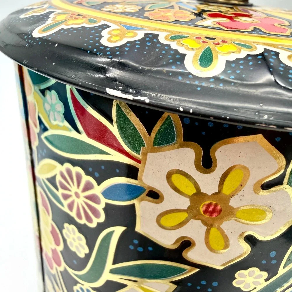 Vintage Daher Floral Tin Canister Box Made In England 11101